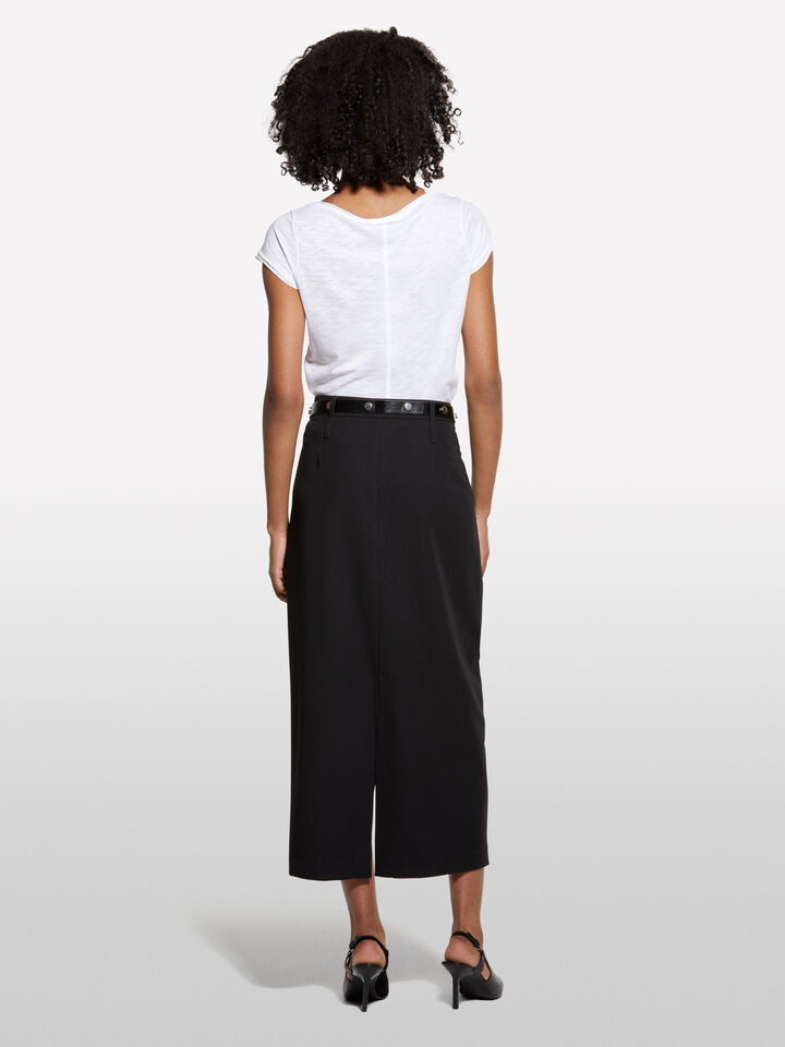 Black midi skirt with slit - women's midi skirts - Black | Sisley image number 2